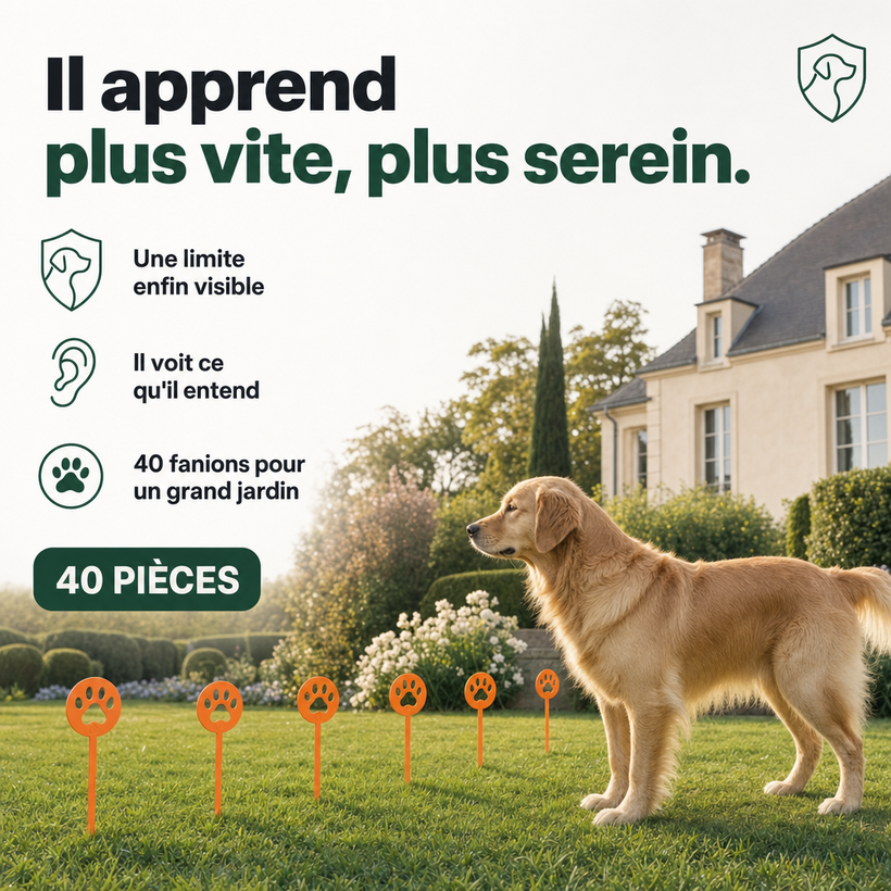 Fanions de délimitation 40 pièces, clôture anti-fugue PERROWALL : en situation réelle