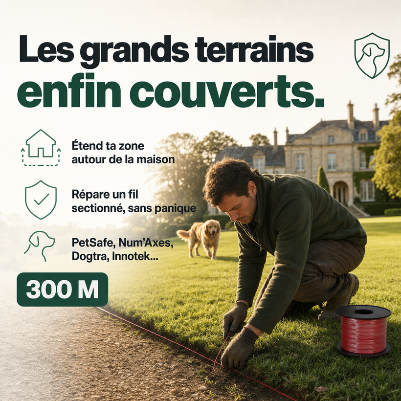 Fil antenne 300 m pour clôture anti-fugue filaire PERROWALL : en situation réelle