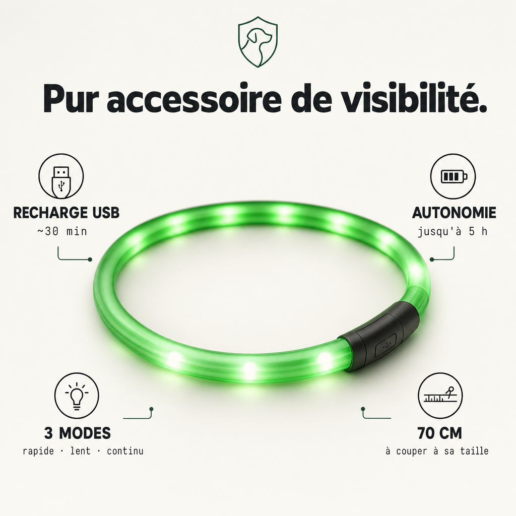 Collier lumineux LED rechargeable PERROWALL : caractéristiques clés