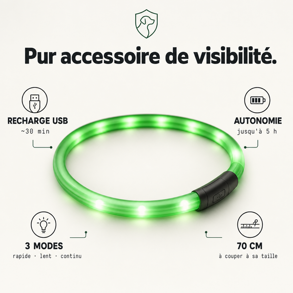 Collier lumineux LED rechargeable PERROWALL : caractéristiques clés