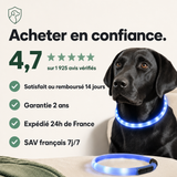 Collier lumineux LED rechargeable PERROWALL : garanties et réassurance
