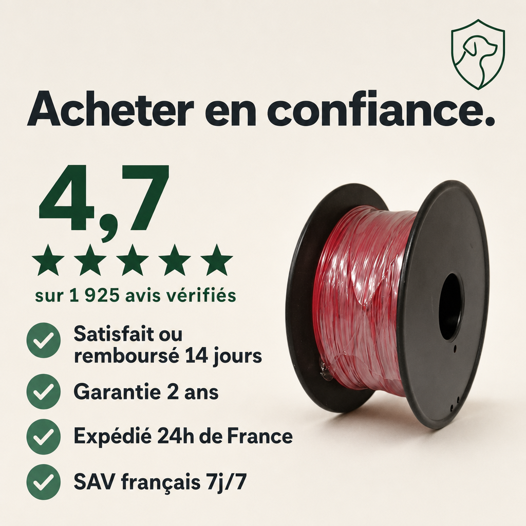 Fil antenne 300 m pour clôture anti-fugue filaire PERROWALL : garanties et réassurance