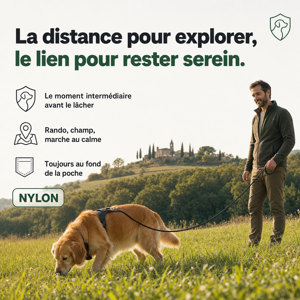 Laisse de travail longe chien, rappel en liberté PERROWALL : en situation réelle