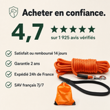 Laisse de travail longe chien, rappel en liberté PERROWALL : garanties et réassurance