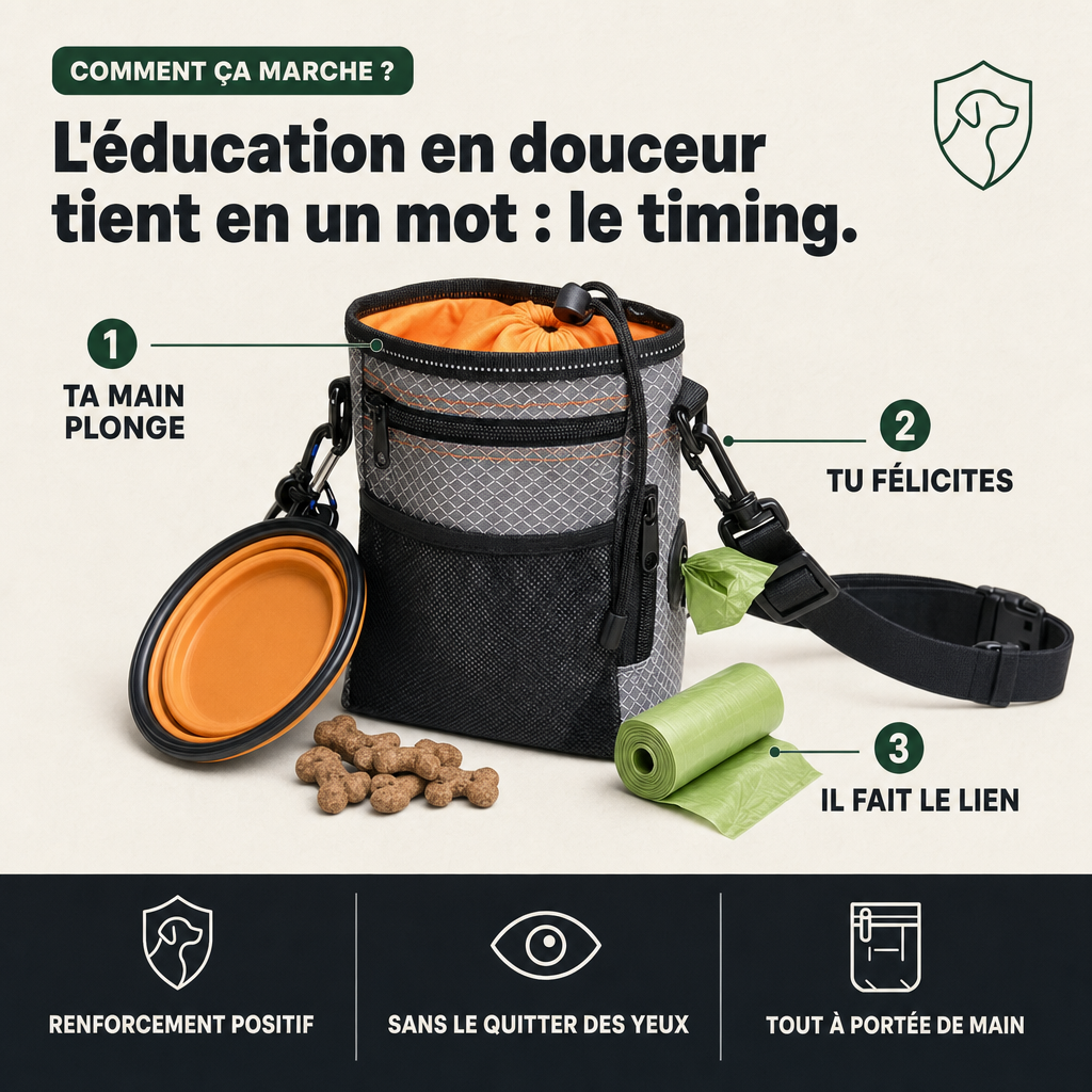 Pochette à friandises chien, récompense au bon moment PERROWALL : comment ça marche