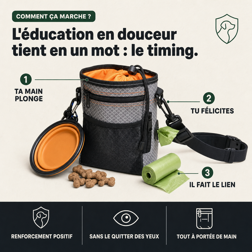 Pochette à friandises chien, récompense au bon moment PERROWALL : comment ça marche