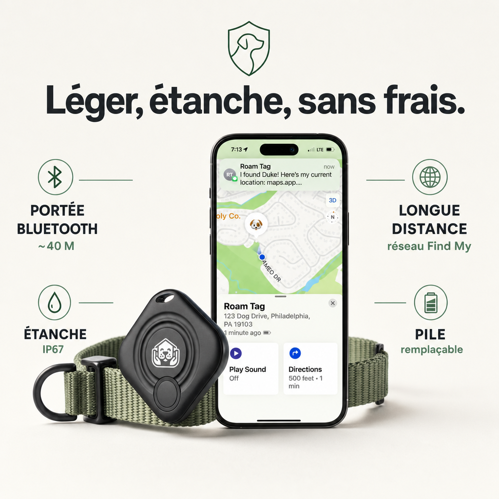 SafeTrack, traceur Apple Find My pour chien et chat PERROWALL : caractéristiques clés